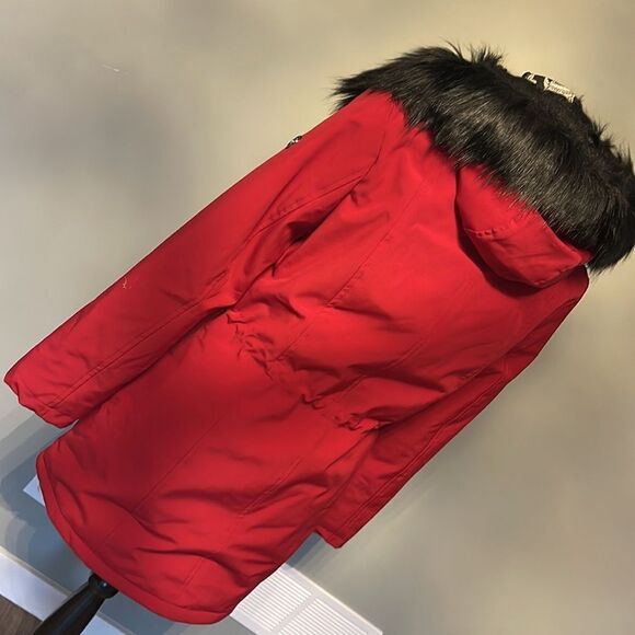 Calvin Klein Faux-Fur-Lined Parka RED . Neww - Picture 2 of 6